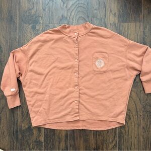 Nike Size Medium Blush Orange Pearl Femme French Terry Cardigan